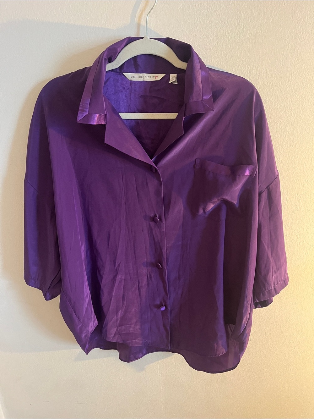 Y2K! Victoria's Secret Purple Satin Button-Up Top